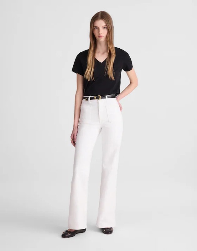 Nwt Madewell The Emmy Wide-Leg Jean In Super Stretch Denim In Tile White Size 26